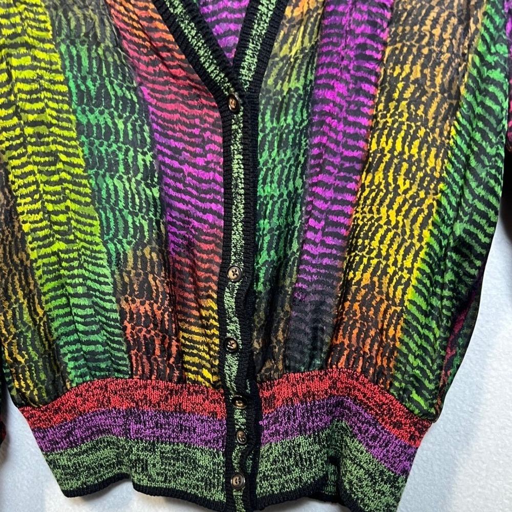 Vintage Anne Crimmins UMI Collections 100% Silk Cardigan Bergdorf Goodman Multi - Picture 11 of 13